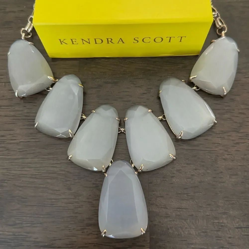 Kendra Scott Harlow Gold Gray Stone Collar Statement Necklace